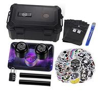 Mokoart Modern Waterproof Storage Box, Black ABS Plastic, Smell Proof Humidor Container with Lock, Travel Storage Box, 9.65x6.3x4.33 inches, 1 Piece