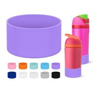Mokoart Silicone Boot Compatible with Owala Kids Water Bottle 16/14 oz, Anti-Slip Rubber Bottom Protective Sleeve for Owala Kids FreeSip 16oz, Accessories for Owala Kids Flip 14oz (Purple)