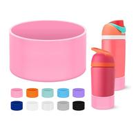 Mokoart Silicone Boot Compatible with Owala Kids Water Bottle 16/14 oz, Anti-Slip Rubber Bottom Protective Sleeve for Owala Kids FreeSip 16oz, Accessories for Flip 14oz (Light Pink)
