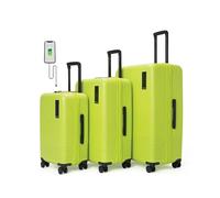 MOKOBARA Iconic Range Set Of 3 Luggage 58 Cm + 69 Cm + 79 Cm Cabin, Medium & Large German Makrolon Polycarbonate Hard Shell 8 Hinomoto Spinner Wheels Suitcase Trolley (Green), Happy Green, The Set of