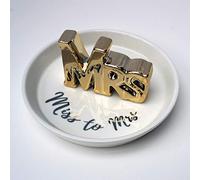 Mokoboho Miss to Mrs. Ceramic Ring Dish Trinket Holder for Engagement, Bride, and Wedding Gifts