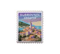 MOKOBOIZ Dubrovnik Croatia Stamp 3 Inches Iron On/Sew On Embroidered Applique Patch, Traveling Embroidery Patches, DIY Accessories for Backpacks, Army Vests, Bags Hats Clothes, Gifts for Travel Lover