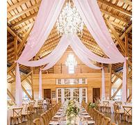 MoKoHouse Dusty Rose Wedding Ceiling Drapes Fabric 6 Panels 5ftx10ft Chiffon Backdrop Drapes Curtain for Ceremony Arch Party Stage Decoration