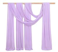 MoKoHouse Light Purple Wedding Arch Drapes 3 Panels 6 Yards Chiffon Wedding Backdrop Fabric for Party Ceremony Arch Stage Decorations