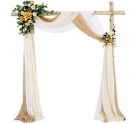 MoKoHouse Wedding Arch Drapery White Sheer Backdrop Curtain 3 Panels Chiffon Fabric 6 Yards Nude and Cream Party Background Drapes Outdoor Indoor Wedding Decoration