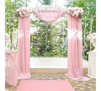 MoKoHouse Wedding Arch Drapes Fabric 3 Panels 6 Yards Pink Chiffon Drapes Backdrop for Baby Shower Birthday Party Decorations