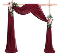 MoKoHouse Wedding Arch Drapes Fabric Burgundy 3 Panels 6 Yards Sheer Backdrop Curtain Chiffon Fabric for Party Ceremony Stage Reception Decorations