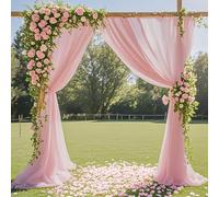 MoKoHouse Wedding Arch Drapes Fabric Dusty Rose 3 Panels 6 Yards Sheer Backdrop Wedding Decor for Party Ceremony Stage Reception