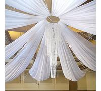 MoKoHouse White Ceiling Drapes for Weddings 6 Panels 5ftx10ft Wedding Arch Draping Fabric Chiffon Curtain for Party Ceremony Stage Wedding Decoration
