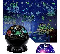 MOKOQI Car Truck Night Light Projector Toys for Boys Age 3-5 Toddler Tractor Nightlights 360 Degree Rotation with 17 Colors Changing Baby Ceiling Light Projector for Boys Girls Bedroom Decoration