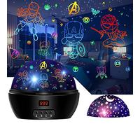 MOKOQI Kid Light Projector Superhero Toys for Boys 5-7 Avengers Night Light Projector with Timer for Kids Room, 360 Degree Rotation Toddler Nightlights with Spiderman Figurine Star Lamps
