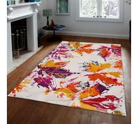 MOKOSAISE Abstract Autumn Maple Leaf Pattern Rugs Orange and Purple Area Rug Watercolor Botanical On-Slip Carpets for Living Room Home Entryway 80x150cm