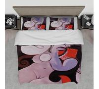 MOKOSAISE Abstract Beautiful Woman Duvet Cover Set 3 Pieces Happy Dream Microfiber Bedroom Bedding with 2 Pillow Shams 4 Ties Zipper for Home Single