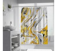 MOKOSAISE Abstract Bold Gold & Black Fluid Art Fabric Shower Curtains for Bathroom Metallic Ink Aesthetic Marble Design for Contemporary Showers W180xL220cm