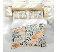 MOKOSAISE Abstract Minimalist Botanical Duvet Cover Set 3 Pieces Colorful Flowers Soft Microfiber Bedding Set with 2 Pillow Shams Zipper 4 Ties Single