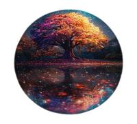MOKOSAISE Aesthetic Starry Nightscape Circle Area Rugs Dreamy and Mysterious Tree of Life Round Carpet for Living Office Dining Coffee Decor 122cm(runden)