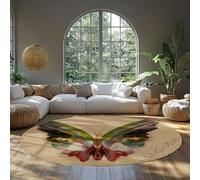 MOKOSAISE Albert Bierstadt Famous Paintings the Butterfly (1891) Circle Rugs Retro Animals Washable Non-slip Round Carpet for Home Dining Cafe 152cm(Round)