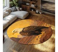 MOKOSAISE Bald Eagle Round Area Rugs 80cm（Round） Vintage Rustic Circle Rug Washable Bird Non-slip Office Rugs for Living Room Bedroom Low-Pile Indoor Carpets