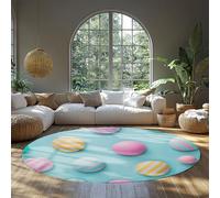 MOKOSAISE Blue Background Low Pile Soft Throw Circle Area Rugs for Living Home Bedroom Cafe Dream Colorful Balls Round Carper Floor Decor 61cm（Round）