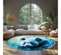 MOKOSAISE Chinese Giant Panda Circle Rugs 80cm（Round） Modern Machine Washable Soft Non-slip Cute Oriental Animals Carpet Round for Bedroom Home Floor Mat