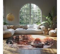 MOKOSAISE Christmas Santa Non Slip Round Area Rug Winter Snow Scene Soft Low Pile Circle Carpet for Living Room Bedroom Home Study Decor 152cm（Round）