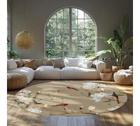 MOKOSAISE Circle Area Rug 200cm（Round） Vintage Round Rugs Low Pile Circular Carpet for Bedroom Office College Dorm Oriental Magnolia Tree Cardinal Birds Indoor Floor Mat