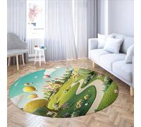 MOKOSAISE Colorful Round Rugs 160cm（Round） Sof Washable Non-slip Whimsical Fairytale Castle Printed Circle Carpet for Nursery Bedroom Foyer Dining Room