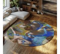 MOKOSAISE Elegant Woman Vintage Round Rug 135cm（Round） Washable Non Slip Low-Pile the Dancer in Blue Dress Prints Circular Carpet Soft for Living Room Bedroom