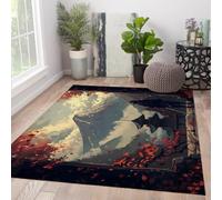 MOKOSAISE Entryway Rugs Indoor Washable 120x160cm Japanese Maple Leaf Soft Non-slip Office Area Rug Fall Foliage Floor Thin Carpet for Living Room Bedroom Hallway