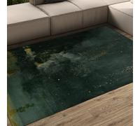 MOKOSAISE Fireworks at Night Area Rug Living Room Washable the Nocturne in Black and Gold Printed Thin No Slip Carpet for Bedroom Dining Room 120x160cm