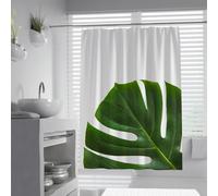 MOKOSAISE Green Monstera Leaf Shower Curtains for Bathroom Tropical Jungle Botanical Cloth Fabric Bath Curtain with Hooks for Urban Chic Office W90xL180cm
