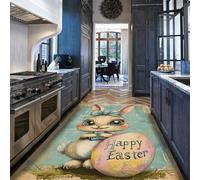 MOKOSAISE Happy Easter Bunny Area Rug 180x200cm Spring Entryway Rugs Vintage Cute Bunny Eggs Indoor Outdoor Front Door Mat Soft Thin Floor Carpet for for Kitchen Bedroom