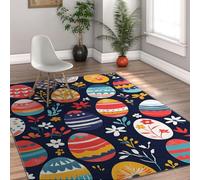 MOKOSAISE Happy Easter Eggs Area Rug 60x120cm Colorful Door Mat Spring Flowers Entryway Indoor Carpet Cute Cartoon Washable Throw Rugs for Living Room Bedroom Kitchen