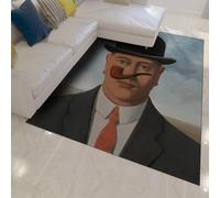 MOKOSAISE Man Bowler Hat Washable Area Rug 200x280cm Soft for Living Room Vintage Non-slip the Son of Man Printed Carpet for Bedroom Dining Room Under Table