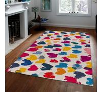 MOKOSAISE Multicolor Heart Shaped Abstract Area Rug 100x200cm Colorful Graffiti Pattern Modern Low Pile Carpet Non-slip Floor Mat for Living Room Bedroom