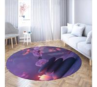 MOKOSAISE Pink Orchids Washable Foldable Throw Circle Carper Tranquil Relaxation Stones Round Rugs for Living Home Study Bedroom Spa Dining Decor 213cm（Round）