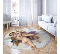 MOKOSAISE Psyche Painting by Adolphe Bouguereau Circle Carpet Mythology Foldable Low Pile Round Area Rugs for Home Bedroom Office Kitchen 91cm(Round)