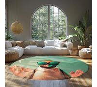 MOKOSAISE Round Rugs 135cm（Round） Sunglasses Penguin Soft Foldable Machine Washable Colorful Animal Portraits Circle Carpet for Home Dining Room Kitchen Decor