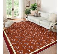 MOKOSAISE Rustic Leaf Pattern Area Rug 80x150cm Red Beige Brown Traditional Design Soft Washable Low Pile Carpet for Living Room Sofa Home Floor Mat