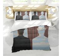 MOKOSAISE Surrealism Abstract Style Duvet Cover Set 3 Pieces the Son of Man Soft Bedding Set for Bedroom Home with 2 Pillow Shams 4 Ties Emperor