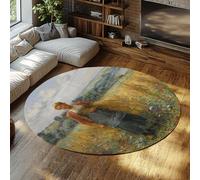MOKOSAISE The Gleaners Painting Prints Carpet 80cm（Round） For Home Dining Room Kitchen Bedroom Study Elegant Woman Soft Anti-Slip Circle Area Rugs