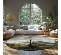 MOKOSAISE The Lonely Tree by Caspar David Friedrich Low Pile Circle Rugs Washable Non-slip Retro Aesthetic Landscape Round Carpet for Home 183cm(Round)