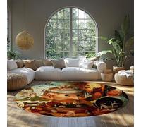 MOKOSAISE The Visions of Tondal by Hieronymus Bosch Round Area Rugs Abstract Expressionism Colorful Washable Circle Carpet for Home 152cm（Round）