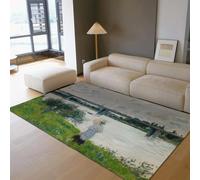 MOKOSAISE The Walk Argenteuil Women in Landscape Rugs Woman Holding an Umbrella Carpet for Living Home Bedroom Cafe Dining Room Decor 180x300cm