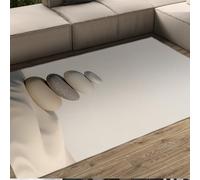 MOKOSAISE Washable Area Rug 100x200cm Living Room Non-slip Vintage Peaceful Beige Sand and Stones Printed Carpet for Bedroom Dining Room Under Table