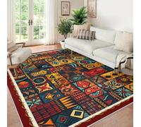 MOKOSAISE Washable Area Rug 100x200cm Soft Non-slip Vintage Tribal Colorful Geometric Patterns Carpet for Living Room Bedroom Dining Room Under Table