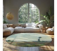 MOKOSAISE Washable Foldable Rugs the Flowers Field Near Argenteuil 1873 Circle Carpet Non-slip Low Pile for Porch Corridor Gallery Restaurant Home 61cm（Round）