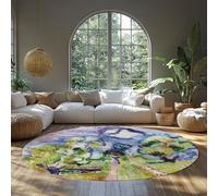 MOKOSAISE Washable Round Area Rug 80cm（Round） Thin Non-slip Vintage the Olive Grove Promenade Printed Circle Carpet for Bedroom Living Room Office Dining Room