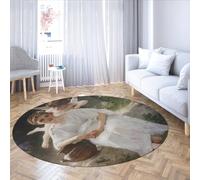 MOKOSAISE William Adolphe Bouguereau Girl Whisperings of Love Round Area Rugs Beautiful Woman Washable Non-slip Circle Carpet for Bedroom Cafe 244cm(Round)
