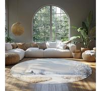 MOKOSAISE Winter Snowy Country Cottage Circle Area Rug Beautiful Romantic Natural Scenery Round Carpet for Home Living Room Dining Room Decor 244cm（runden）
